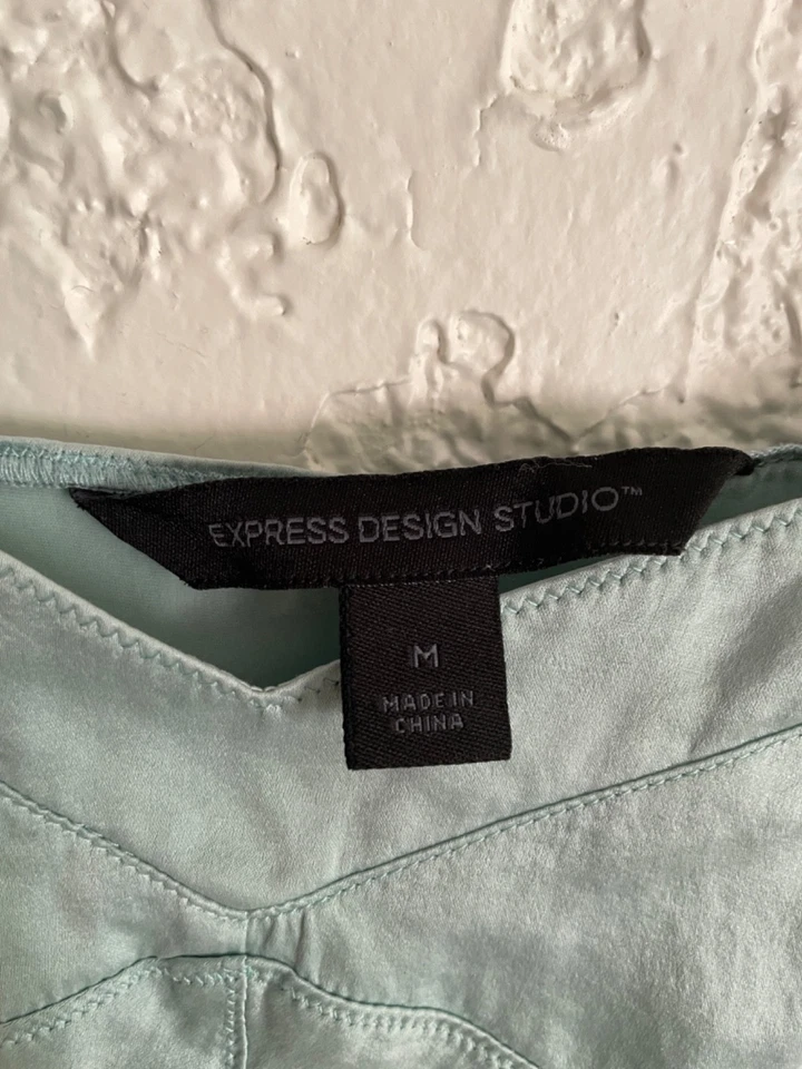 🔥 EXPRESS® RARE Vintage Y2K Silk Sweetheart Romantic Cami Top - Seafoam Green M - Image 4 of 4