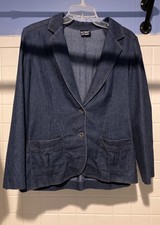 Koret City Blues Blazer Jean Jacket - Dark Denim 80s-90s Vintage - Metal Buttons