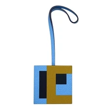 HERMES Letter O Carre Bag Charm Celeste Epsom