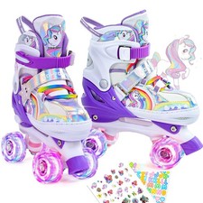 Comforhous Rainbow Kids Roller Skates for Girls Boys 4 Size Adjustable Roller...