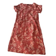 Vintage 70s Pink Floral Boho Shift Dress Garden Scoop Neck SM Cottagecore