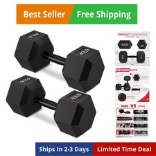 Rubber Encased Hex Weights Dumbbells Set of 5 – 50 lb Pair | Cast Iron Hand W...
