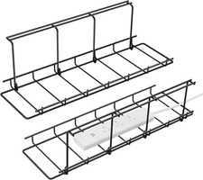 2 Pack Under Desk Cable Management Tray Mesh Cord Management Organizer Holder