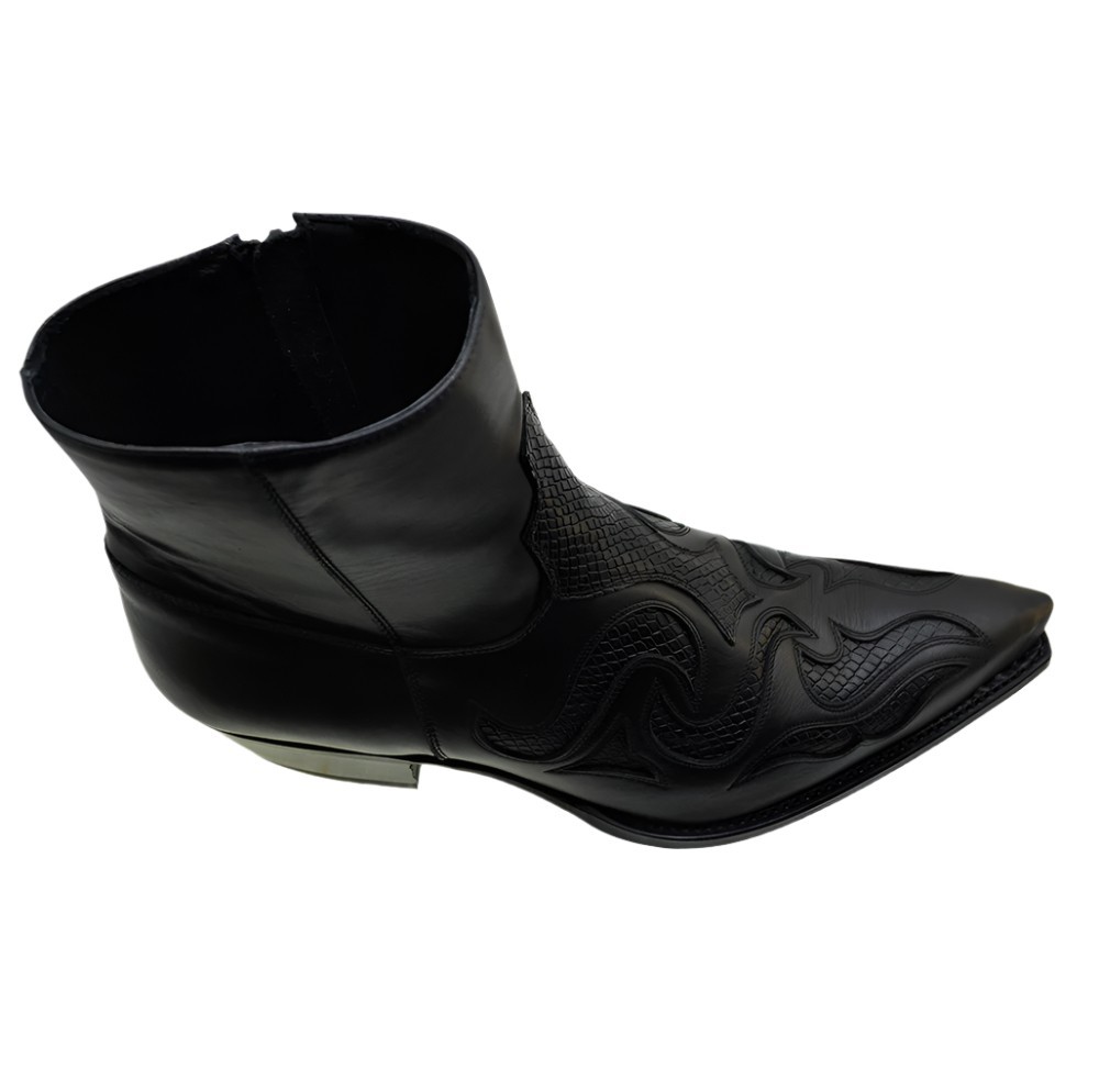 Sendra 7482 Black Leather Cuban Heel Ankle Cowboy Boots size 41 image 9