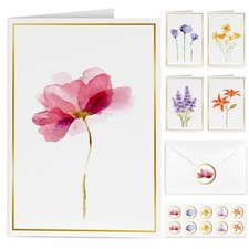 30 Pack Blank Greeting Cards with Envelopes, 5 Assorted Floral Designs