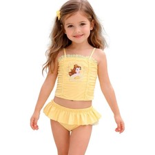 Disney Belle Yellow Ruffle Bikini Set Girls 5/6 Princess Swimwear