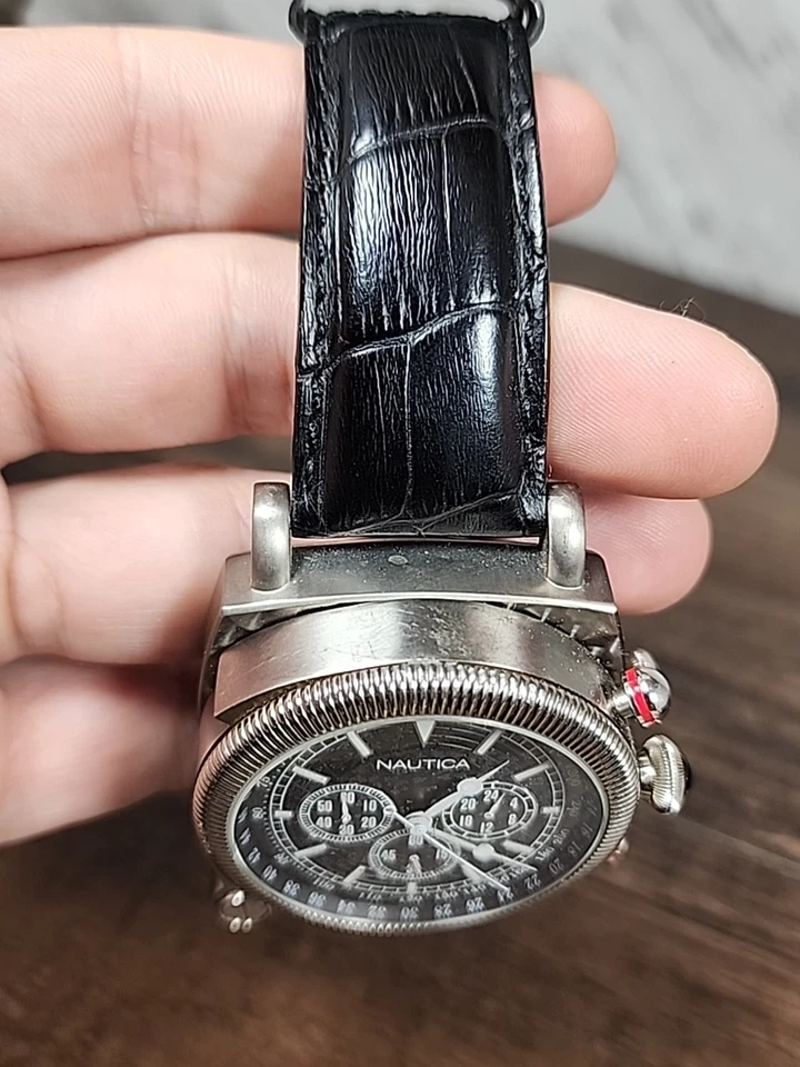 Reloj abatible Orologio Nautica A43001 duo titanio doble caja cronógrafo de gran tamaño Foto 4 de 4