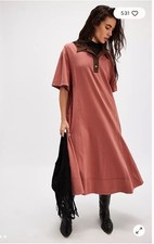NWT Free people size XS Chandler polo midi dress in cedar wood combo pullover