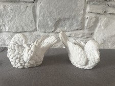 Vintage Santini Doves/Love Birds White  Alabaster Sculptures Made In Italy (2)