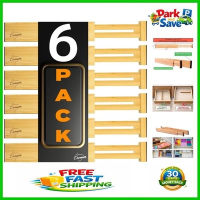 Expandable 12-16  Bamboo Drawer Organizers - Elegant Storage Solution - 6-Pack