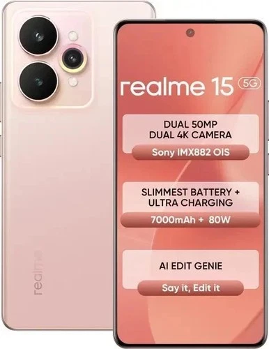realme 15 5G - 128GB STORAGE-7000 mAh Battery-SILK PINK.  NO TARIFFS IN USA