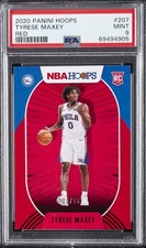 2020 PANINI HOOPS RED #207 TYRESE MAXEY ROOKIE RC /75 PSA 9