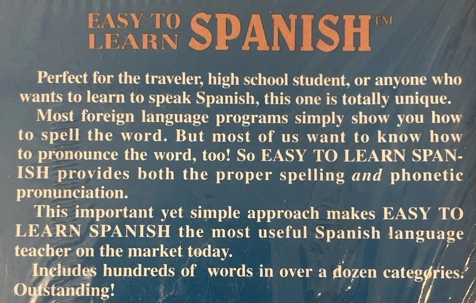 EASY TO LEARN SPANISH (1994) PC 3.5” Floppy Disk DOS SEALED Language Tutor - Image 4 of 4