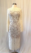 SELF-PORTRAIT Midi Dress Ivory Lace w liner chemise Size 0-US2 UK6 was 555 NWT