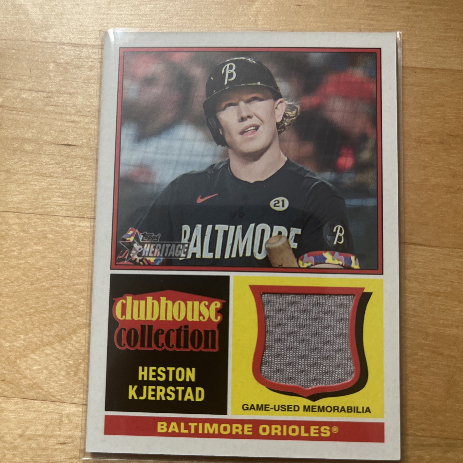 2025 Topps Heritage Clubhouse Collection Relic #CCR-HK Heston Kjerstad - Orioles