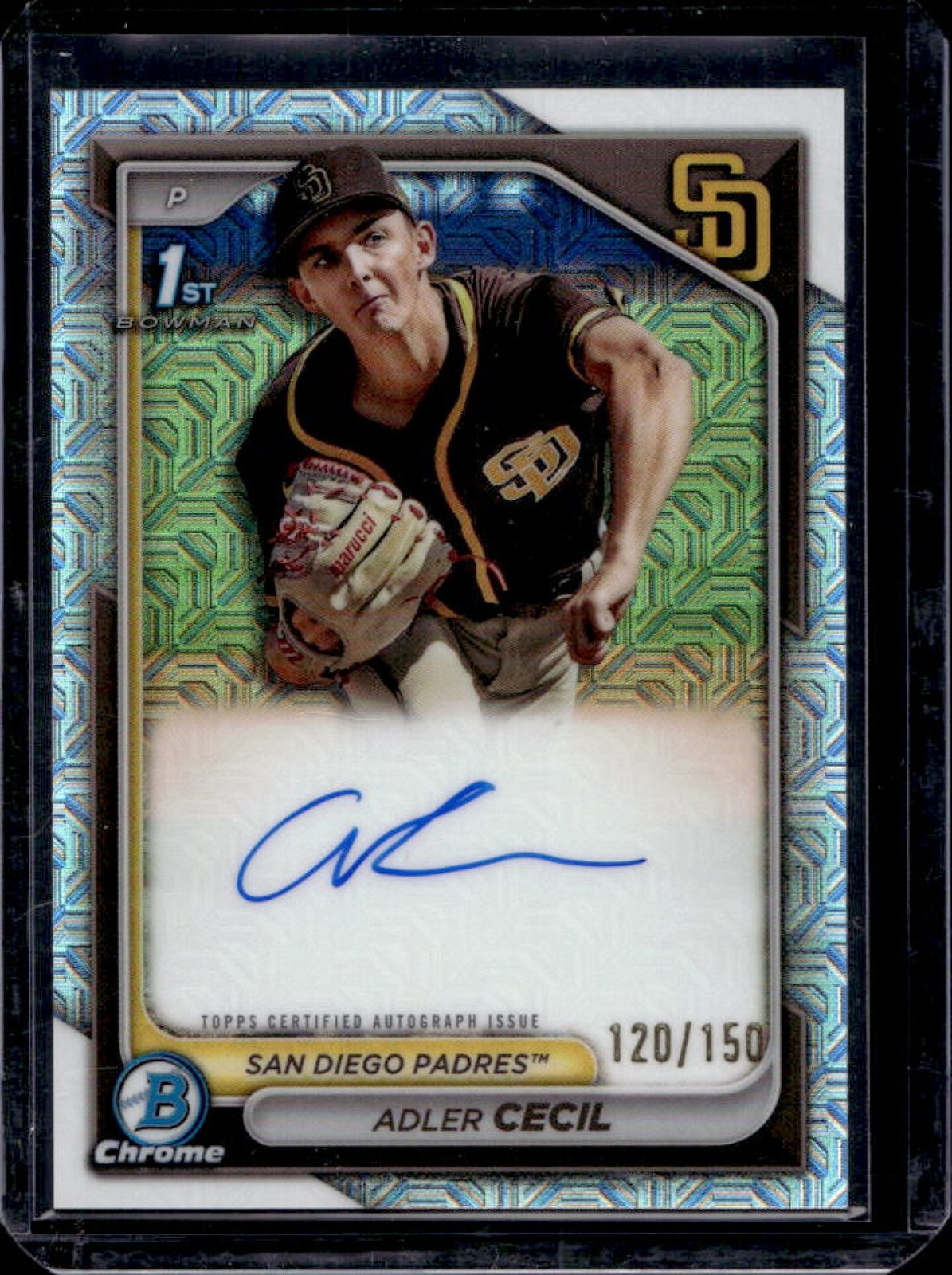 2024 Bowman Chrome Adler Cecil Auto HTA Choice Refractor 1st #120/150