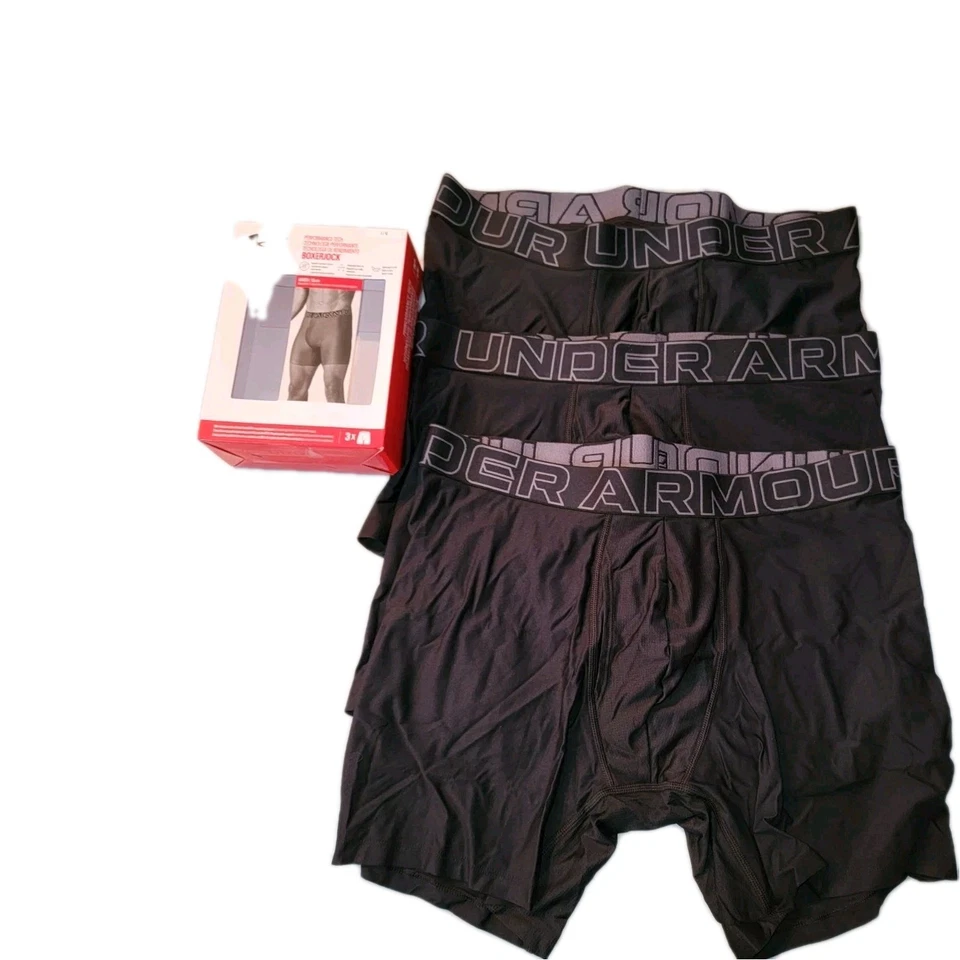 Calzoncillos boxer Under Armour 3 Performance Tech para hombre grandes negros nuevos Foto 2 de 3