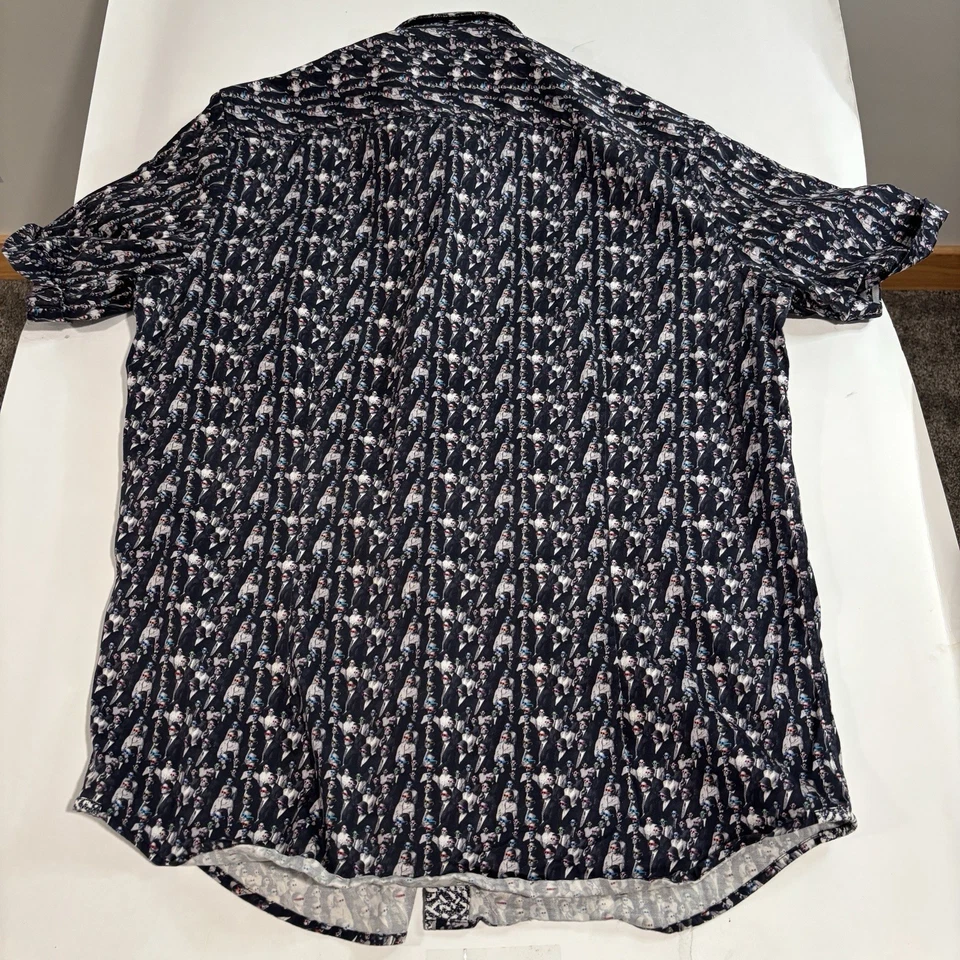 Camisa Robert Graham Para Hombres Grande Ajuste A Medida Manga Corta Gafas 3D Película Retro Foto 4 de 4