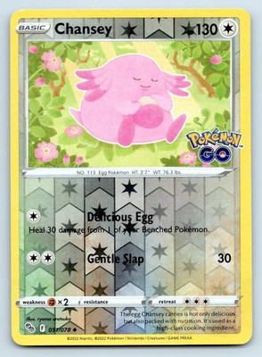 Pokemon Chansey Pokemon GO PGO UC REVERSE HOLO 051/078 NM