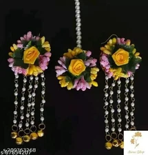 Jawaharat Floral Earring and Floral Tikka combo festive season jewellery  set C