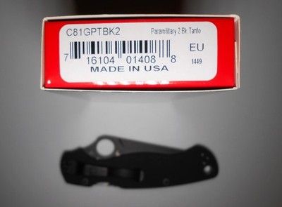 Pre-Owned Spyderco S30V DLC Paramilitary 2 BHQ Exclusive Tanto C81GPTBK2