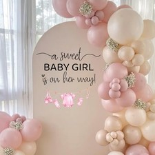 A Sweet Baby Girl is On Her Way Decal - Baby Girl Nursery Wall Decal, Pink Cl...