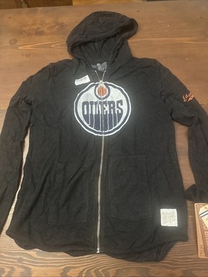 Edmonton Oilers Original Retro Brand Full-Zip Black Hoodie - Women s Medium