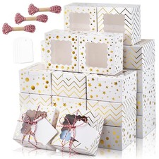 30pcs Christmas Cookie Boxes for Gift Giving, 4x4x2.5in White Bakery Boxes wi...