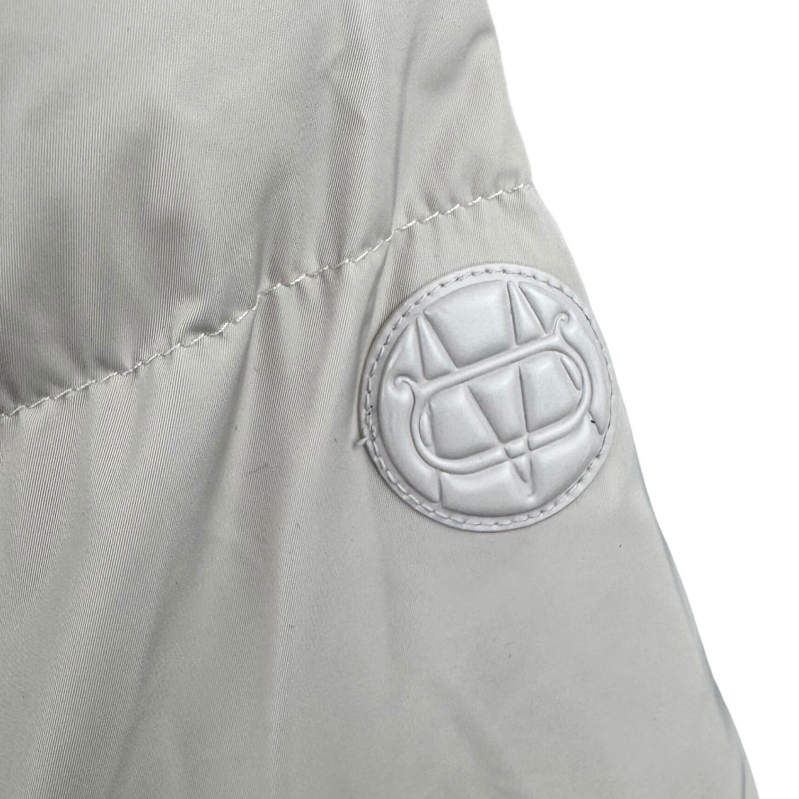 Massimo Dutti Puffer Jacket Small Womens Ivory Water Repellent Quilted Zip Up thumbnail 8