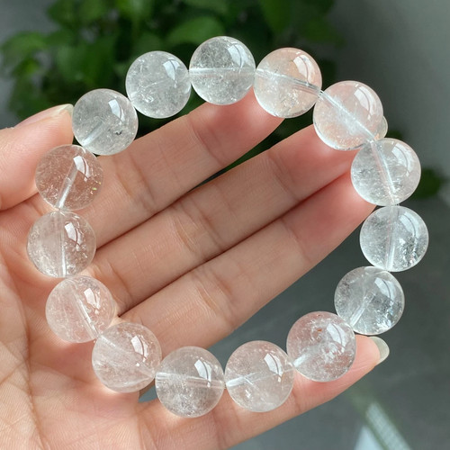 14mm Natural White Quartz Crystal Beads Bracelet AAAA 011 - Picture 4 of 8