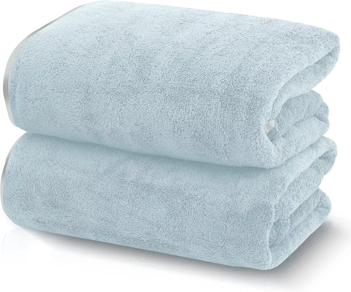 Luxury Bath Towel Set 100% Cotton 2 Pack Bath Towels 700 GSM Light Teal