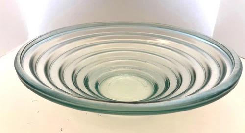 Walter Dorwin Teague’s Steuben Style Glass Lens Bowl Replica 1930’s Seafoam Gree