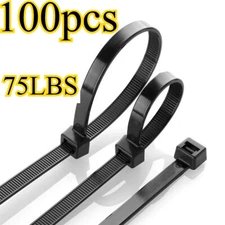 100 Heavy-Duty 14" Nylon Cable Ties, UV-Resistant 75LBS for Wire Management