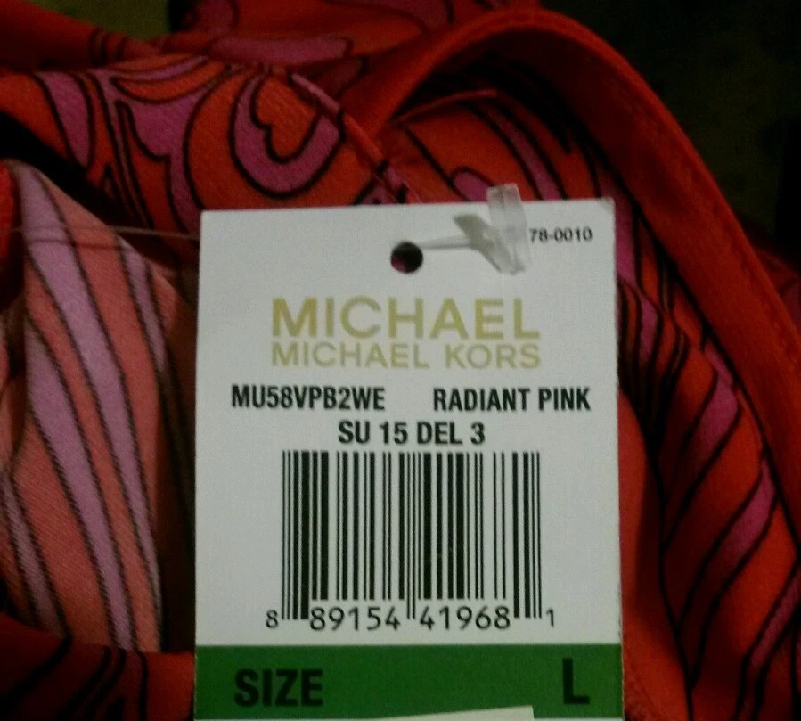 Nuovo! Maxi abito MICHAEL Michael Kors in vita smock con stampa taglia large*