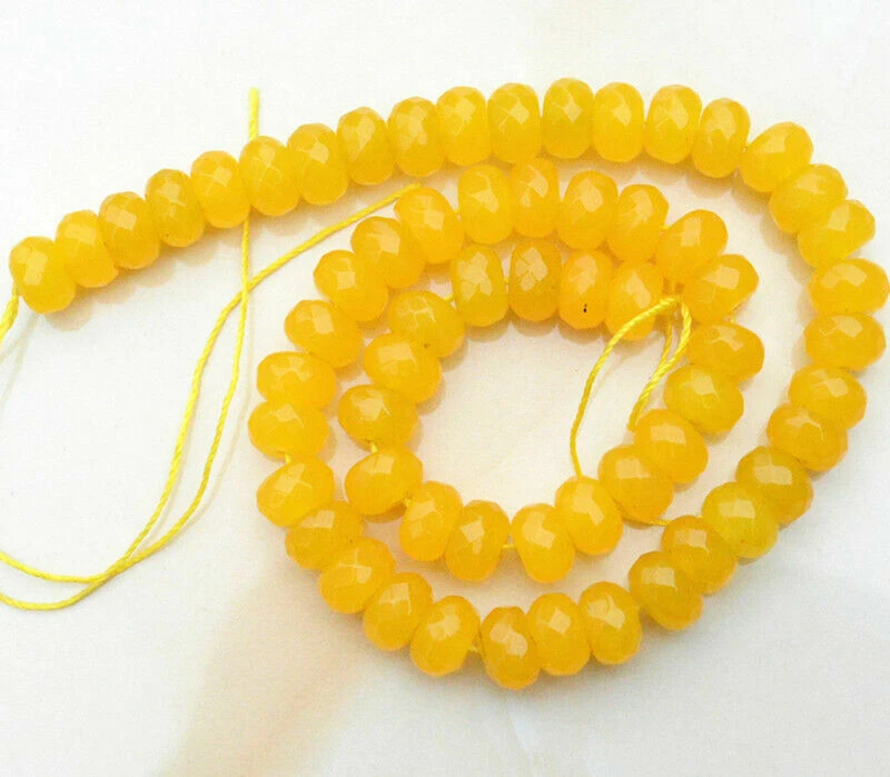 Grânulos soltos facetados 6x10mm pedra preciosa topázio amarela América ábaco Rondelle 15"" - Imagem 4 de 4