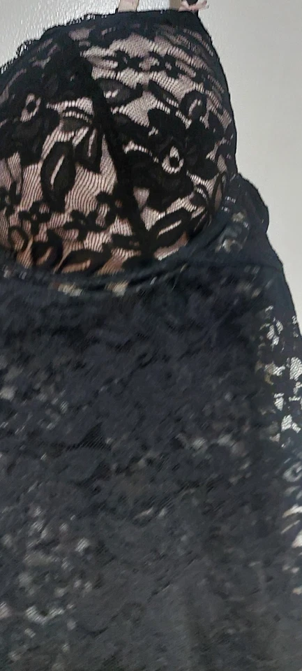 女式 XL Apt. 9件黑色蕾丝短娃娃礼服带粉红色口音和衬垫杯子 — 第 4/4 张图片