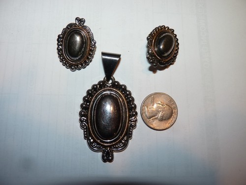 Two pair Clip on earrings and necklace slide, Steampunk vintage style, fashion - Picture 3 of 5