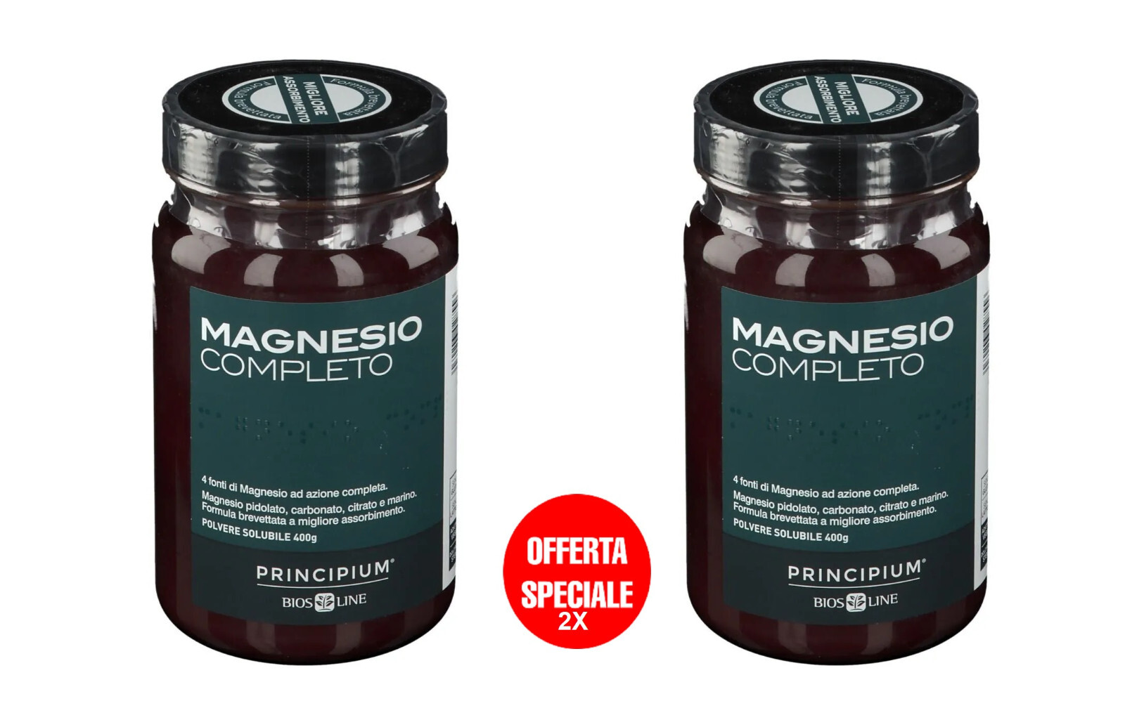 Offerta 2X Magnesio Completo Bios Line 400g - Relax e Benessere Mentale