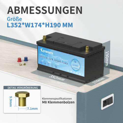 Batería de litio 100Ah 200Ah 300Ah 12V LiFePO4 BMS batería autocaravana 20000 ciclos - Imagen 114 de 122