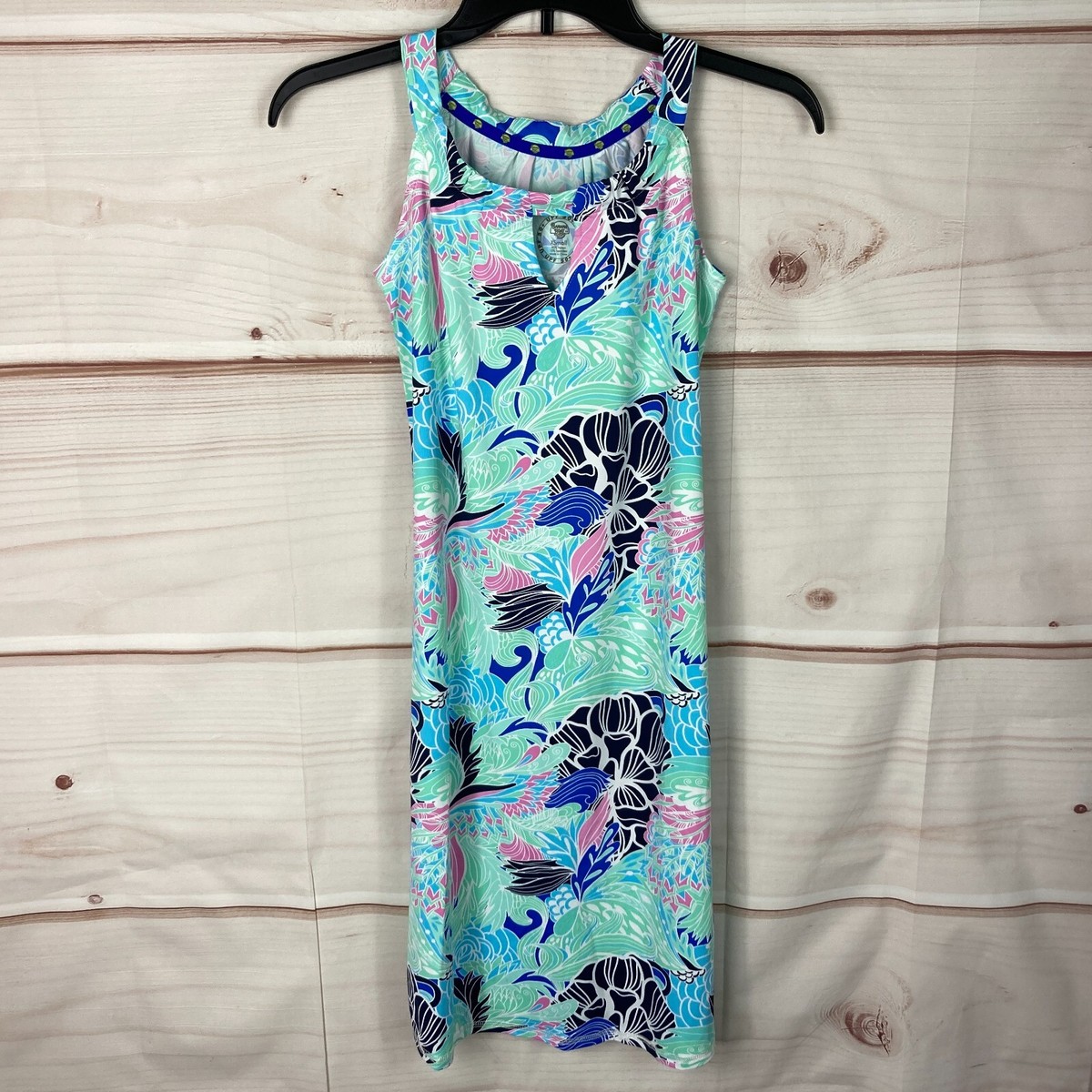 banana boat ladies dresses Banana Boat Dress Womens XS Blue Paisley Tank UPF 50 Sleeveless Halter Neck