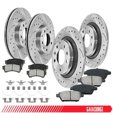 Front Rear Drilled Brake Rotors Ceramic Brake Pads for Fusion Milan Mazda 6 MKZ