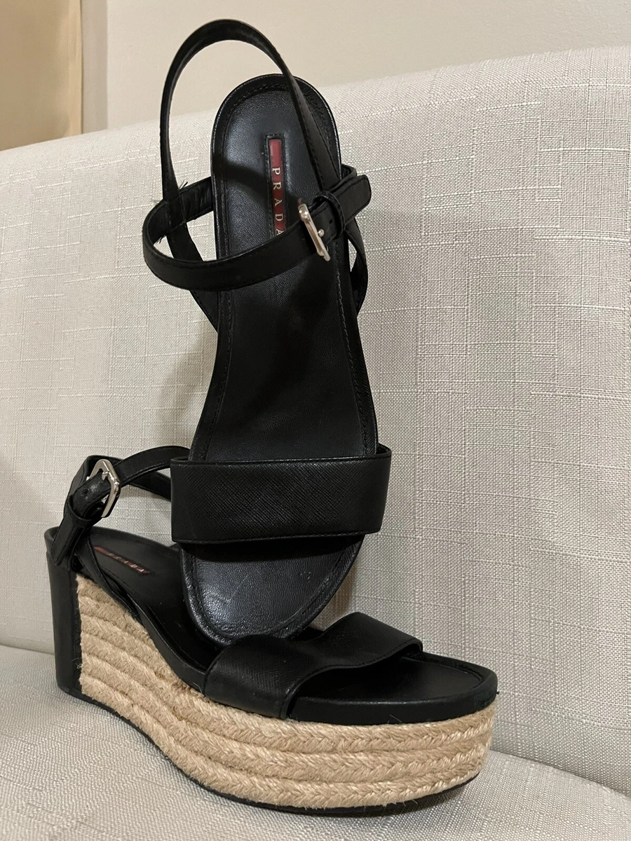 Prada platform hotsell sandals black