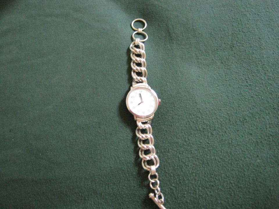 #688 Reloj ECCLISSI Damas Plata Esterlina Cara Grande Doble Bordillo Eslabón Foto 3 de 4