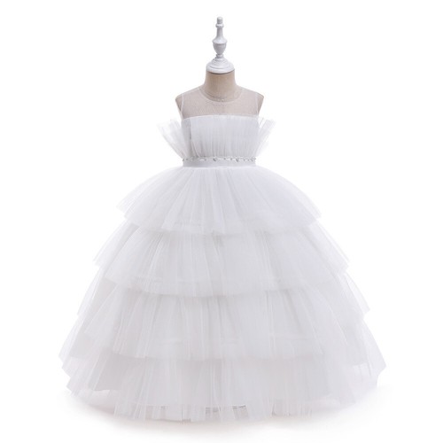 Elegant Wedding Party Girl Dress Children Bow Bridemaid Lace Princess Prom Gown - Picture 9 of 32