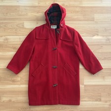 Vintage L.L. Bean Freeport Wool Red Duffel Coat Size Large Made in USA