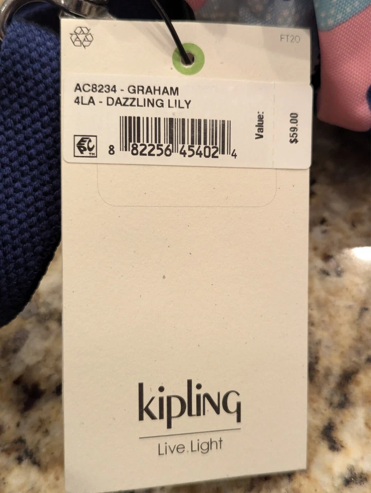 Kipling Graham Lunch Bag Dazzling Lily Print AC8234 8X7.5X7 - Image 4 of 4