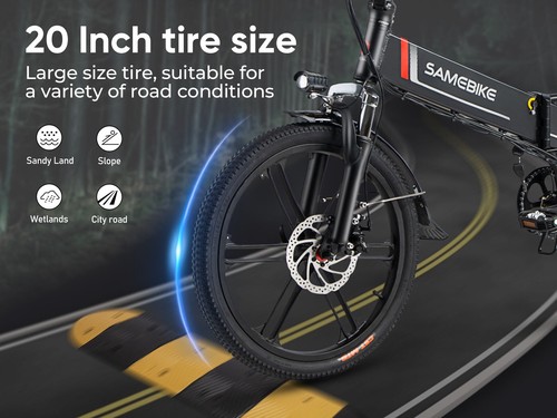 Samebike 250W Foldable Electric Bike 20LVXD30-II 48V 20inch 25kmh Mini E Bike - Picture 9 of 16