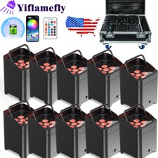 Wireless Stage Par Light Battery Uplight 6x18W 6in1 RGBWA UV Rechargeable Case