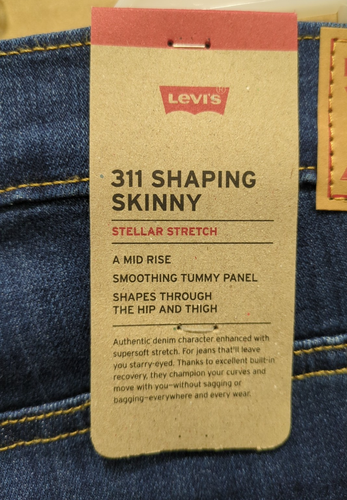 NEW Levi’s 311 Jeans Women 32W x 30L Shaping Skinny Blue Distressed R4-A - Picture 12 of 12