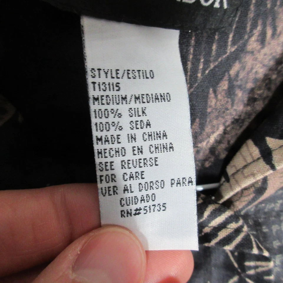 Camisa Sag Harbor Para Hombre Mediana Marrón Plumas Gráfico Seda Manga Corta  Foto 3 de 4